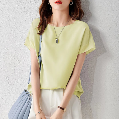 Elegant Chiffon Patchwork Short Sleeve Top