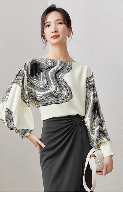 Chic Loose Long Sleeve Chiffon Blouse & Top