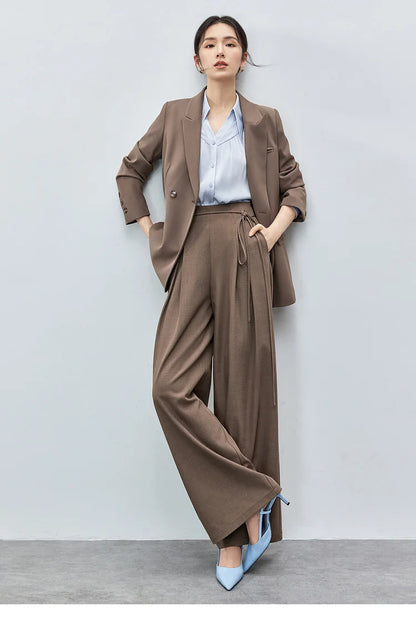 Elegant Loose Lapel Satin Long Sleeve Blouse