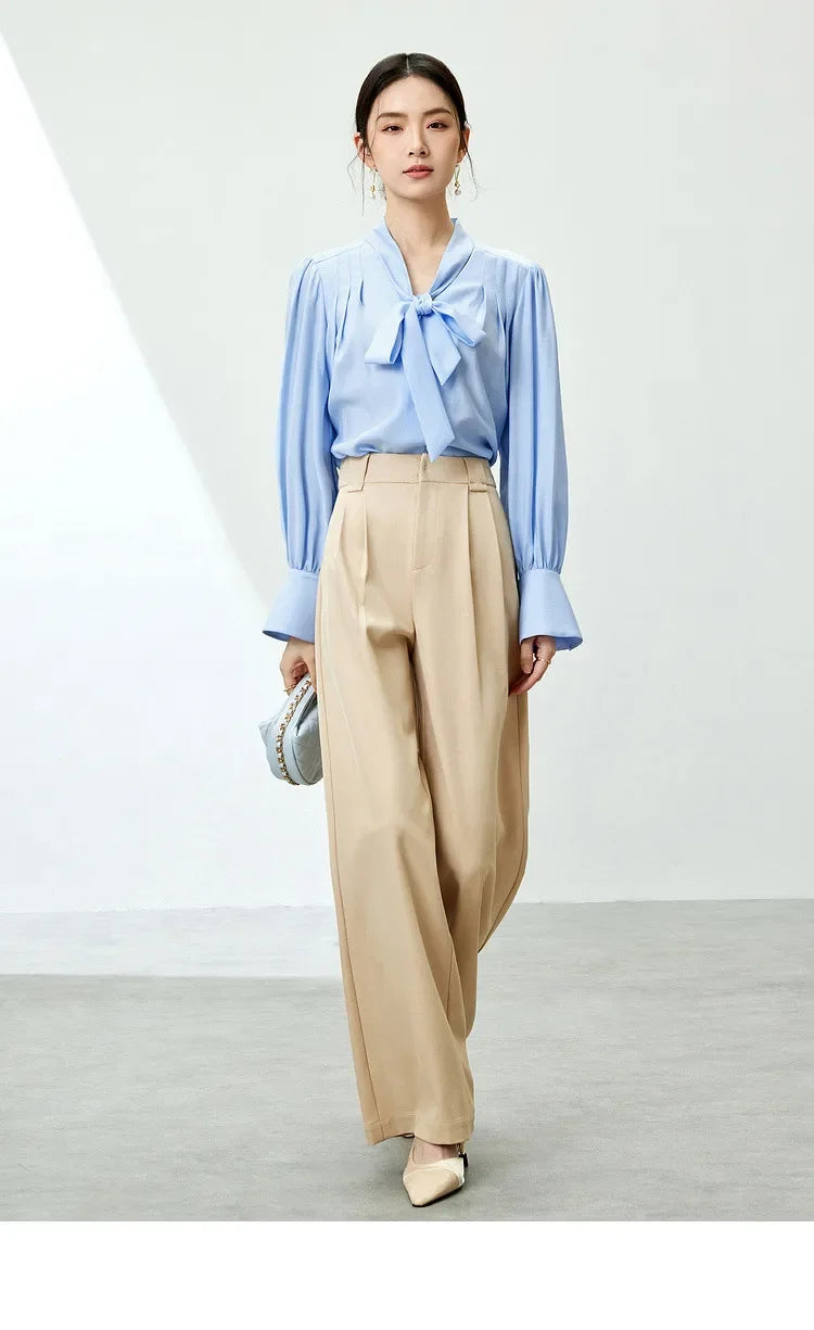 Bow Chiffon Blouse & Camisole Set