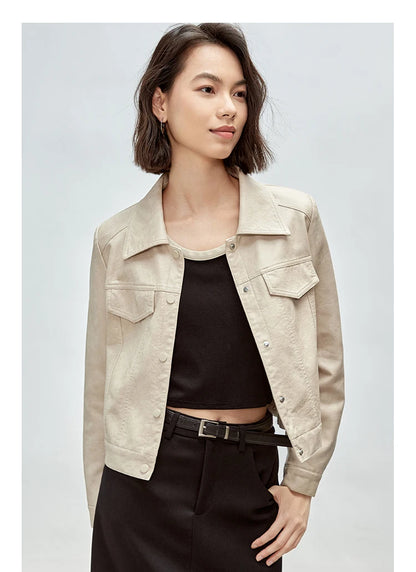 Vintage Faux Leather Cropped Jacket & Retro Outerwear