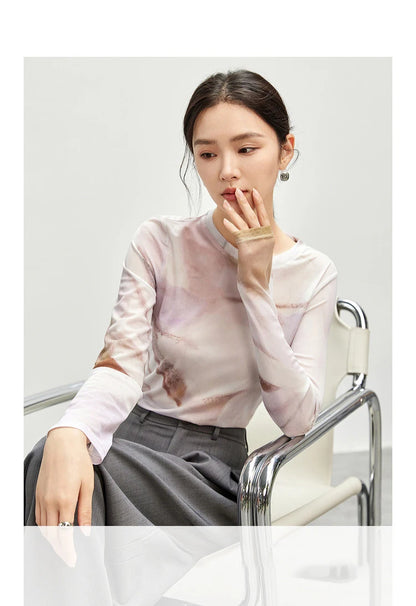 Art Print Long Sleeve Round Neck T-shirt & Top