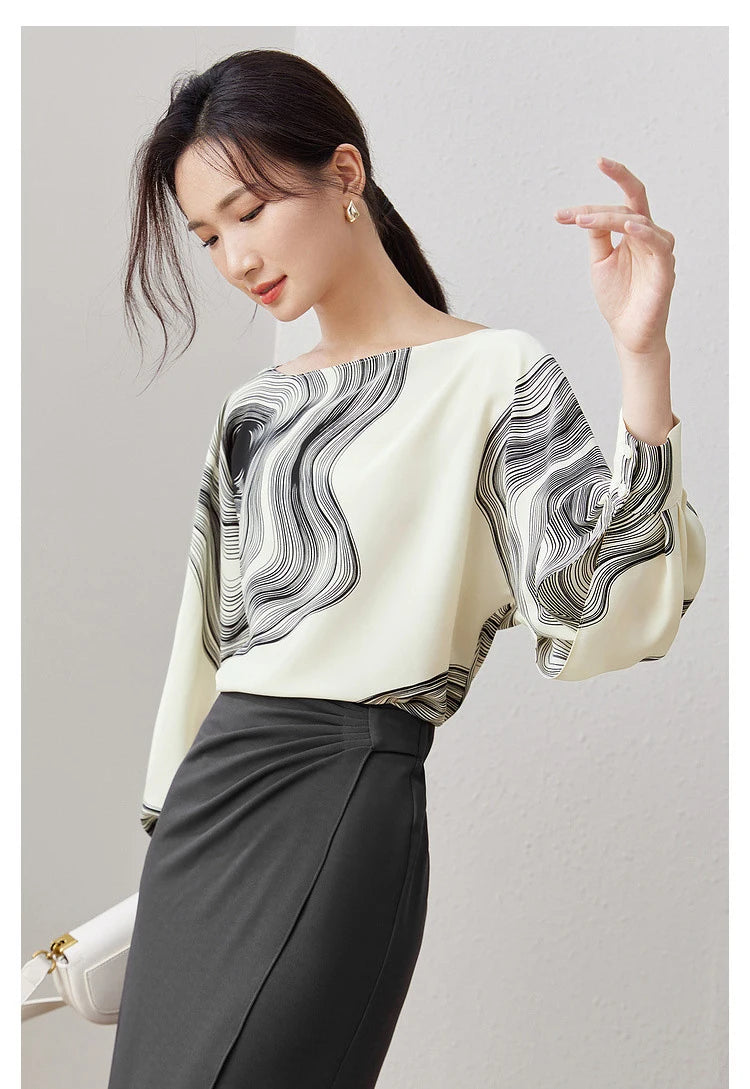 Chic Loose Long Sleeve Chiffon Blouse & Top