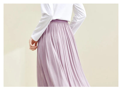 Elegant A-line Midi Skirt & Print Knit T-shirt Set