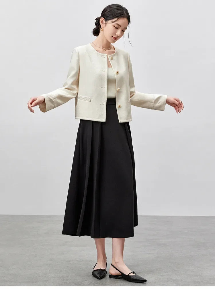 Elegant Round Neck Short Coat