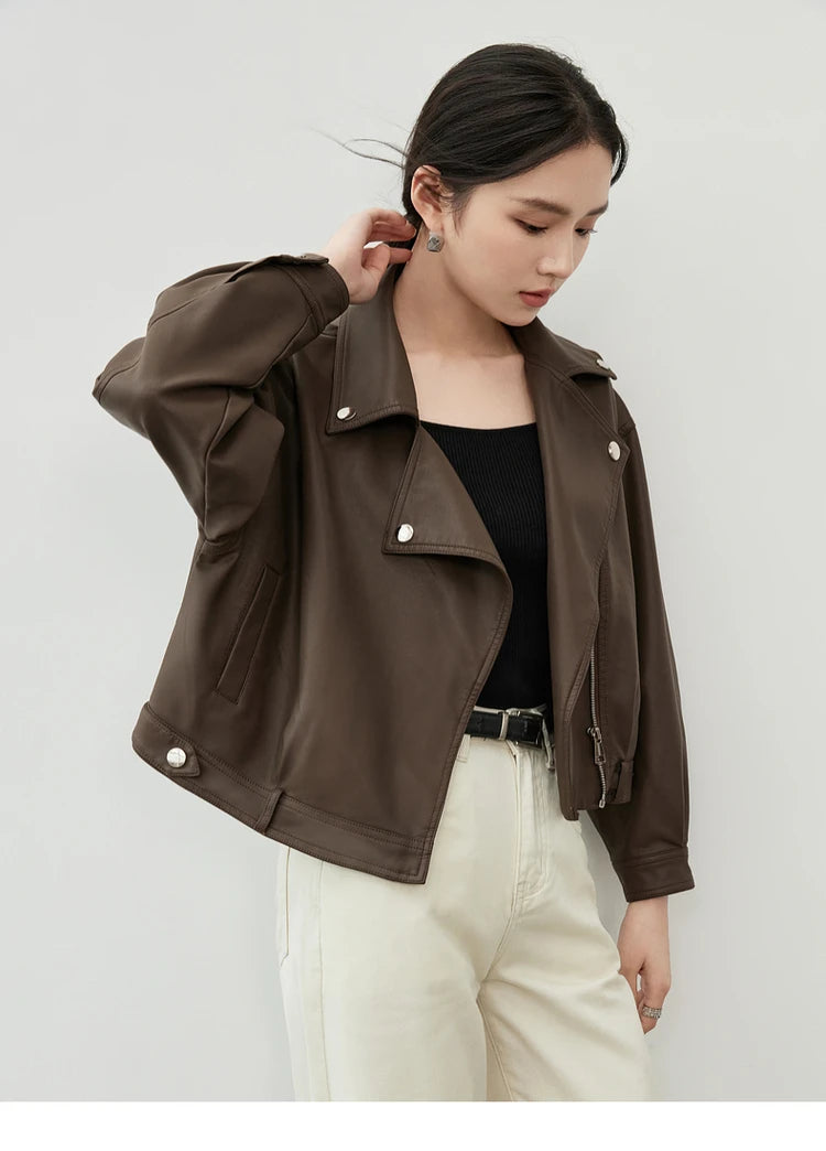 Solid Pu Faux Leather Short Jacket & Outerwear
