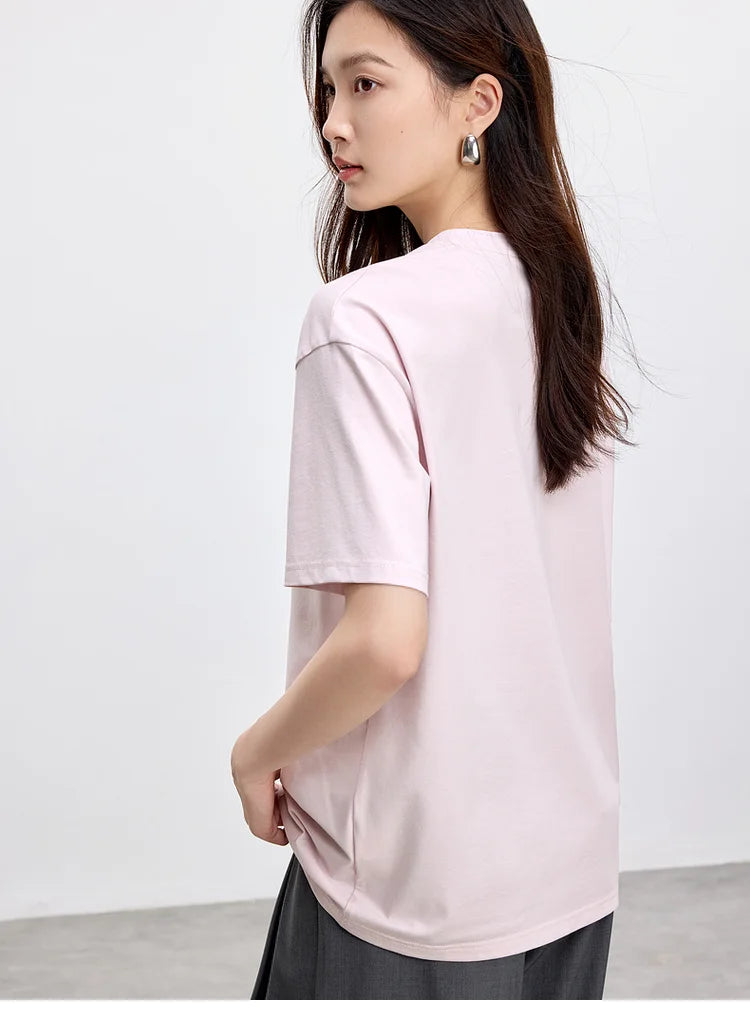 Cozy Round Neck Short Sleeve Loose Fit T-shirt