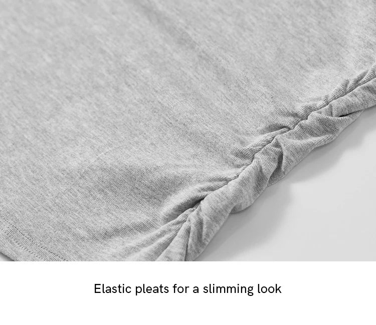 Slim Fit Half High Neck Tee & Shirring Detail