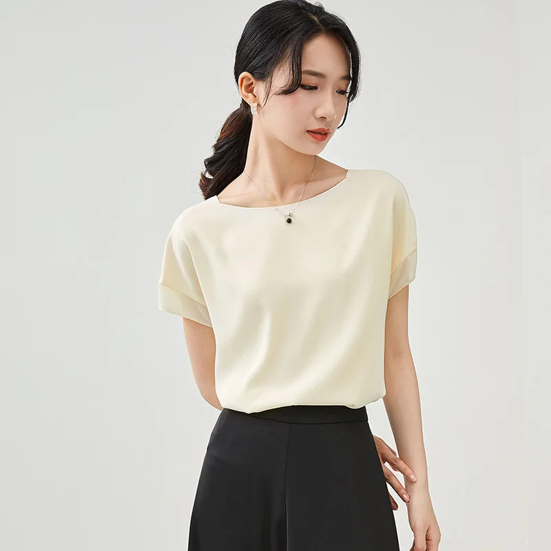 Elegant Chiffon Patchwork Short Sleeve Top