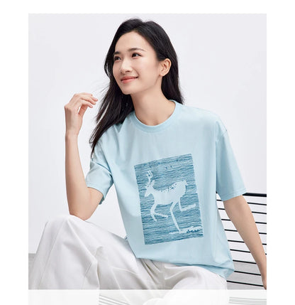 Cozy Round Neck Short Sleeve Loose Fit T-shirt