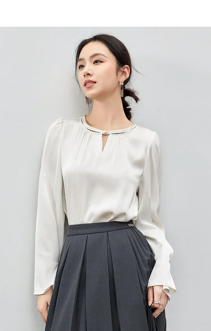 Hollow Out Flare Sleeve O Neck Blouse & Shirt