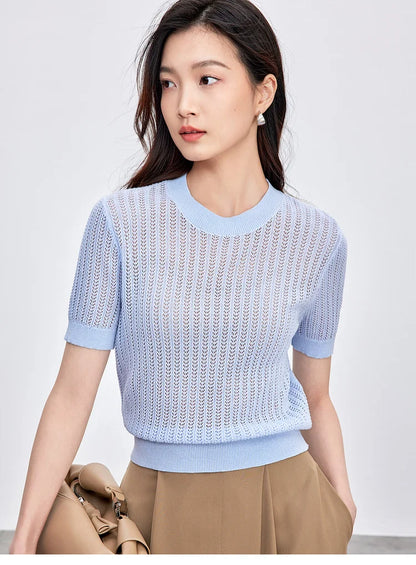 Striped Loose Fit Contrast Color Knit Top