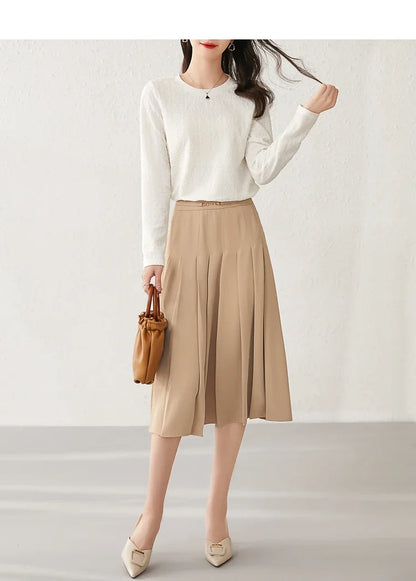 Round Neck Long Sleeve Knitted T-shirt & Pullover Top