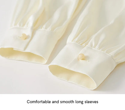 Elegant Swing Collar Satin Blouse with Chain Detail