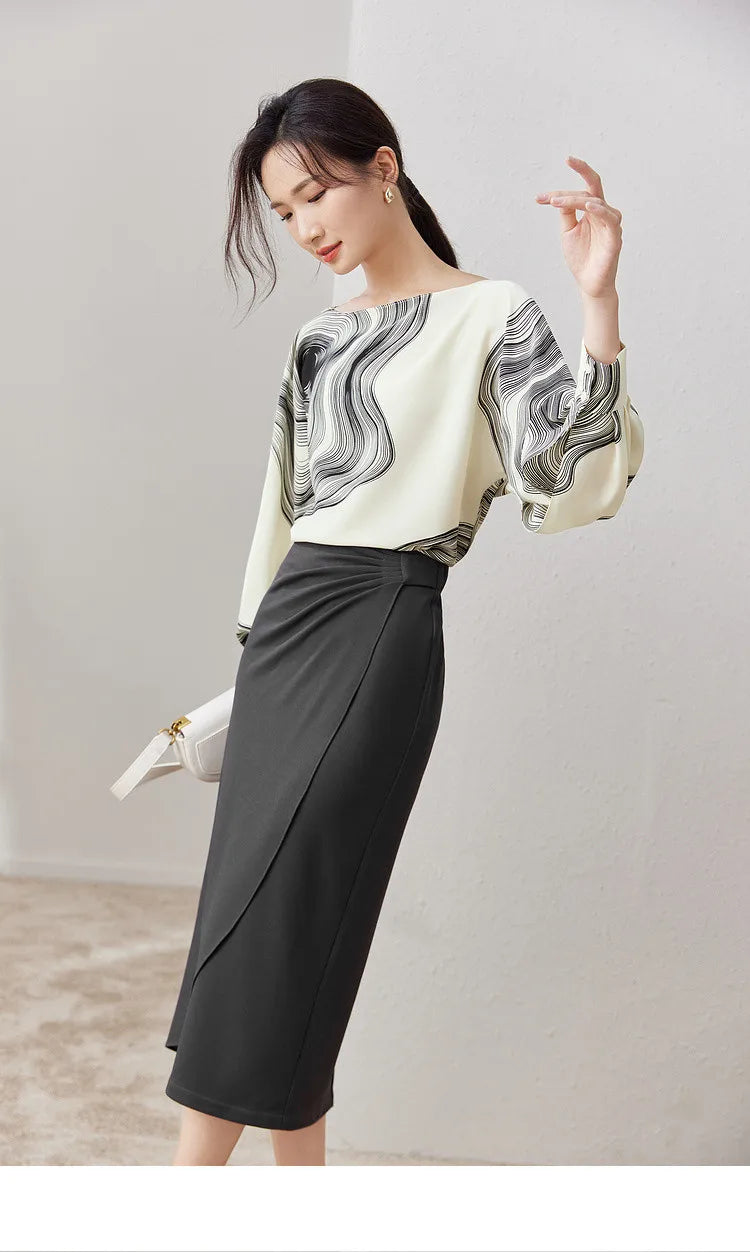 Chic Loose Long Sleeve Chiffon Blouse & Top