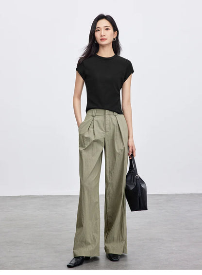 Solid Knitted Crewneck Short Sleeve Embroidery Top