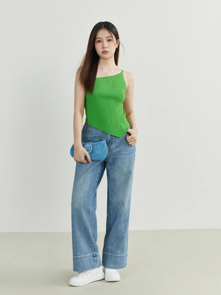 Knitted Irregular Design Camisole & Sleeveless Tops