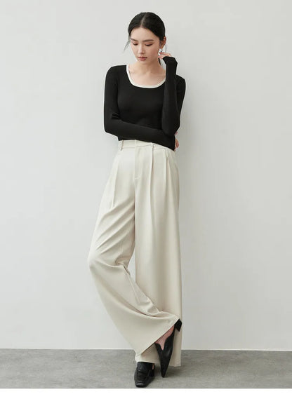 Patchwork Square Neck Long Sleeve Knit Top