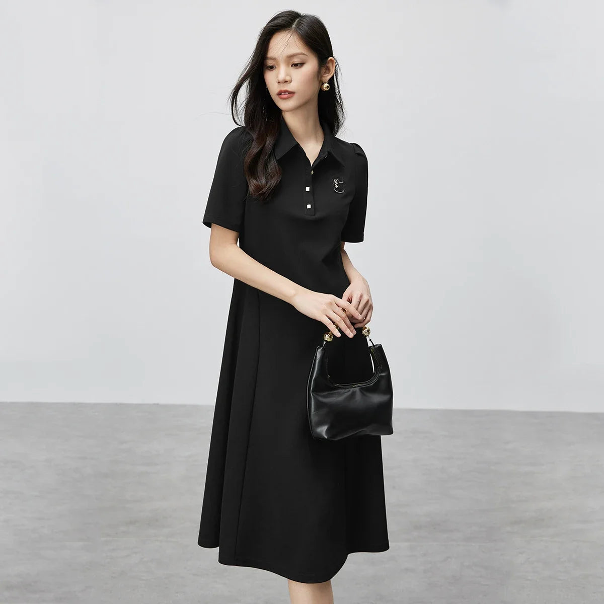 Polo Collar Casual Letter T-Shirt Dress