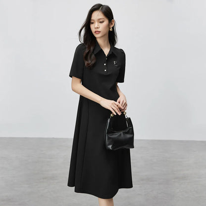 Polo Collar Casual Letter T-Shirt Dress