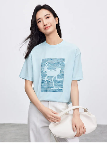 Cozy Round Neck Short Sleeve Loose Fit T-shirt