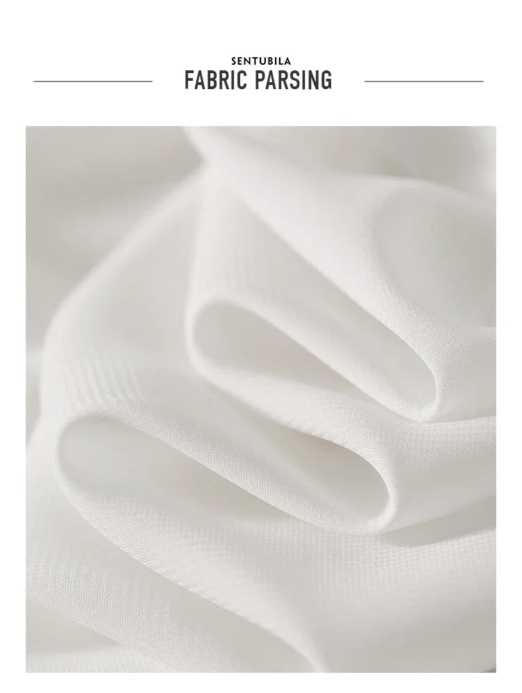 Elegant White Chiffon Pleated Button Down Top