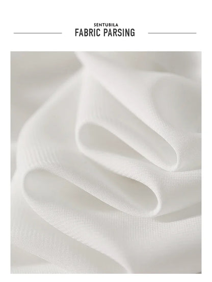 Elegant White Chiffon Pleated Button Down Top