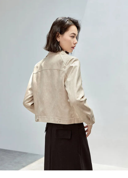 Vintage Faux Leather Cropped Jacket & Retro Outerwear