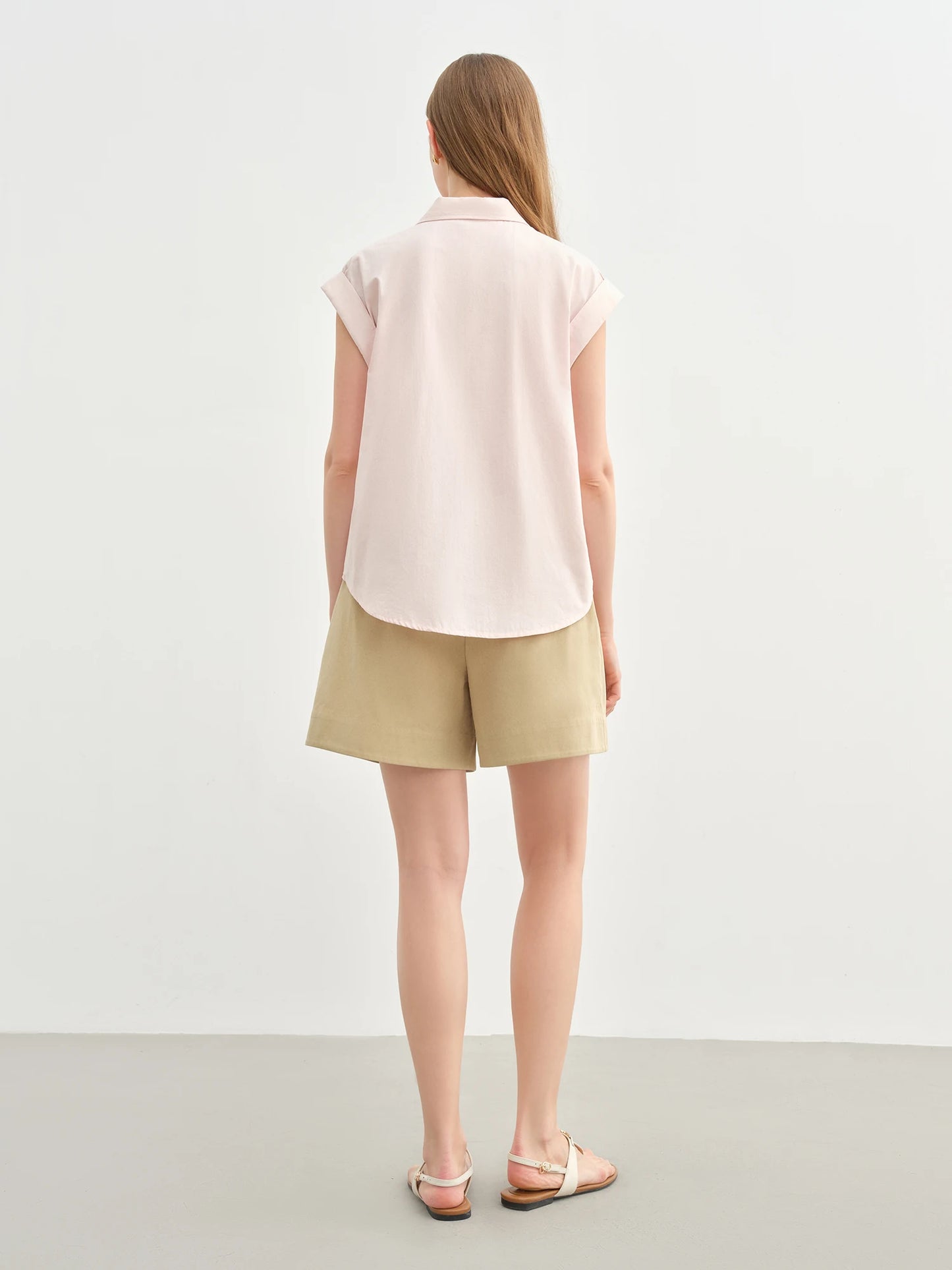 Slim Pink Minimalist Button-Up Shirt & All-Match Top