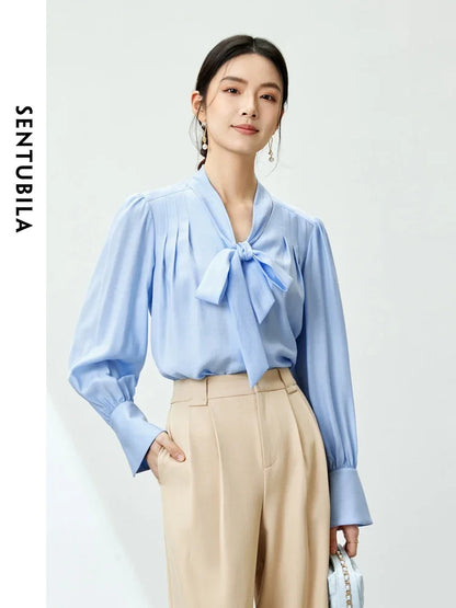 Bow Chiffon Blouse & Camisole Set