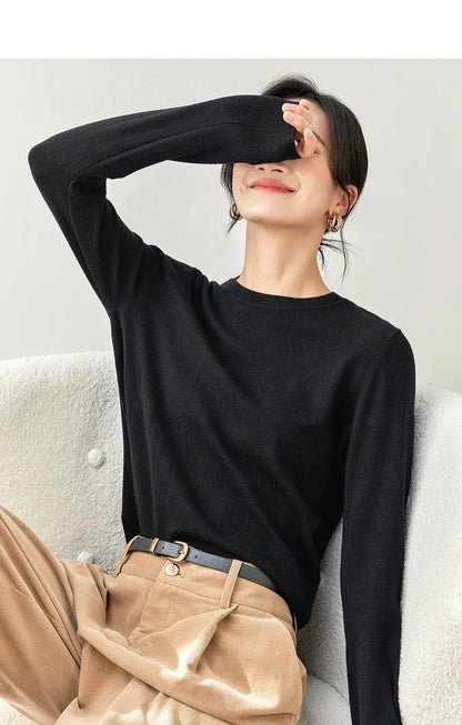 Comfort Knitted Pullover Round Collar & Long Sleeve