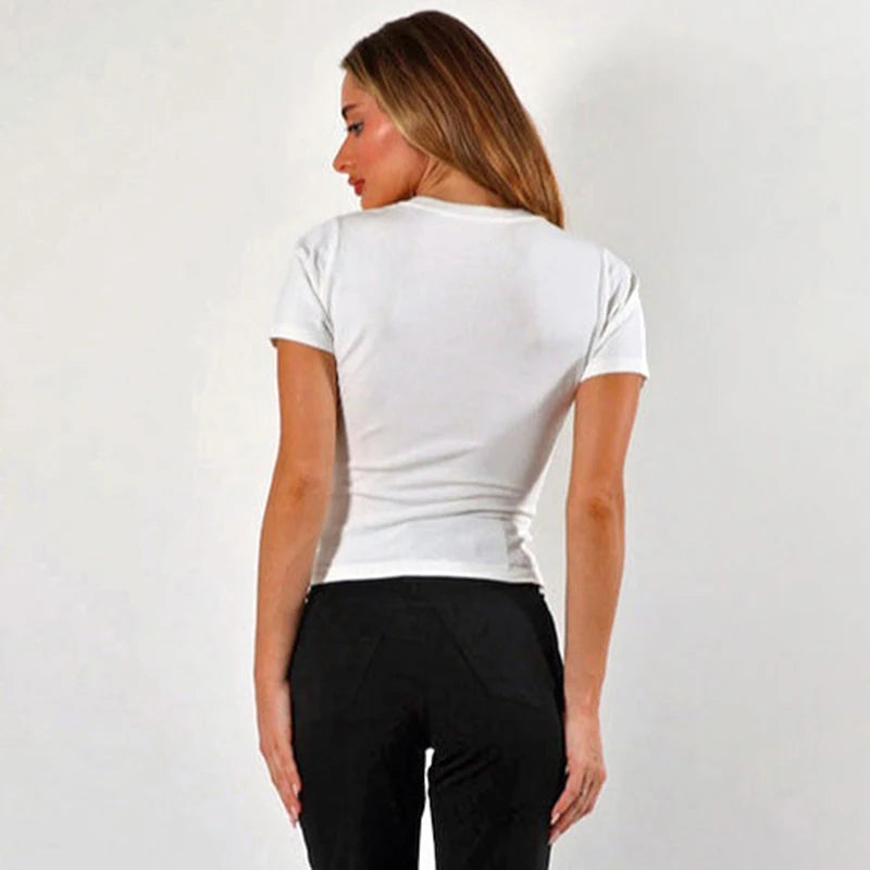 Slightly Transparent Round Neck Tie Top