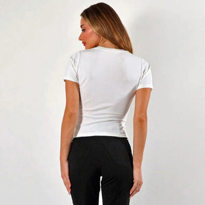 Slightly Transparent Round Neck Tie Top