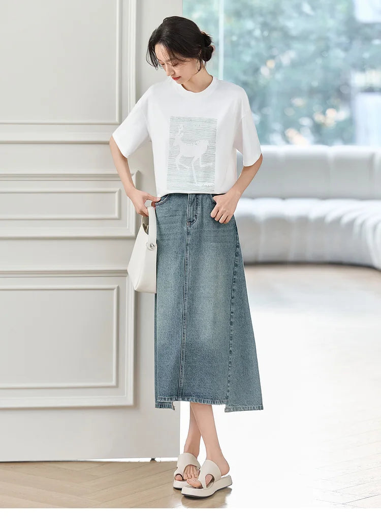 Cozy Round Neck Short Sleeve Loose Fit T-shirt