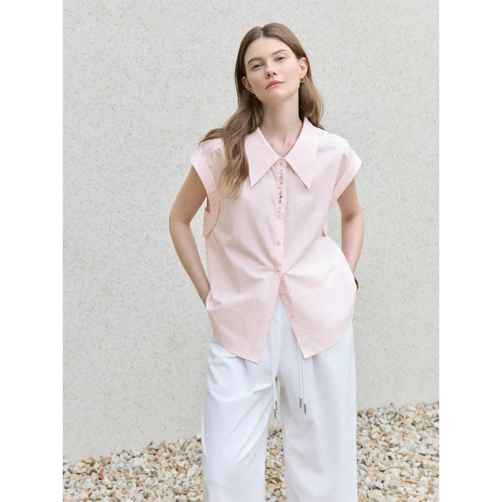 Slim Pink Minimalist Button-Up Shirt & All-Match Top