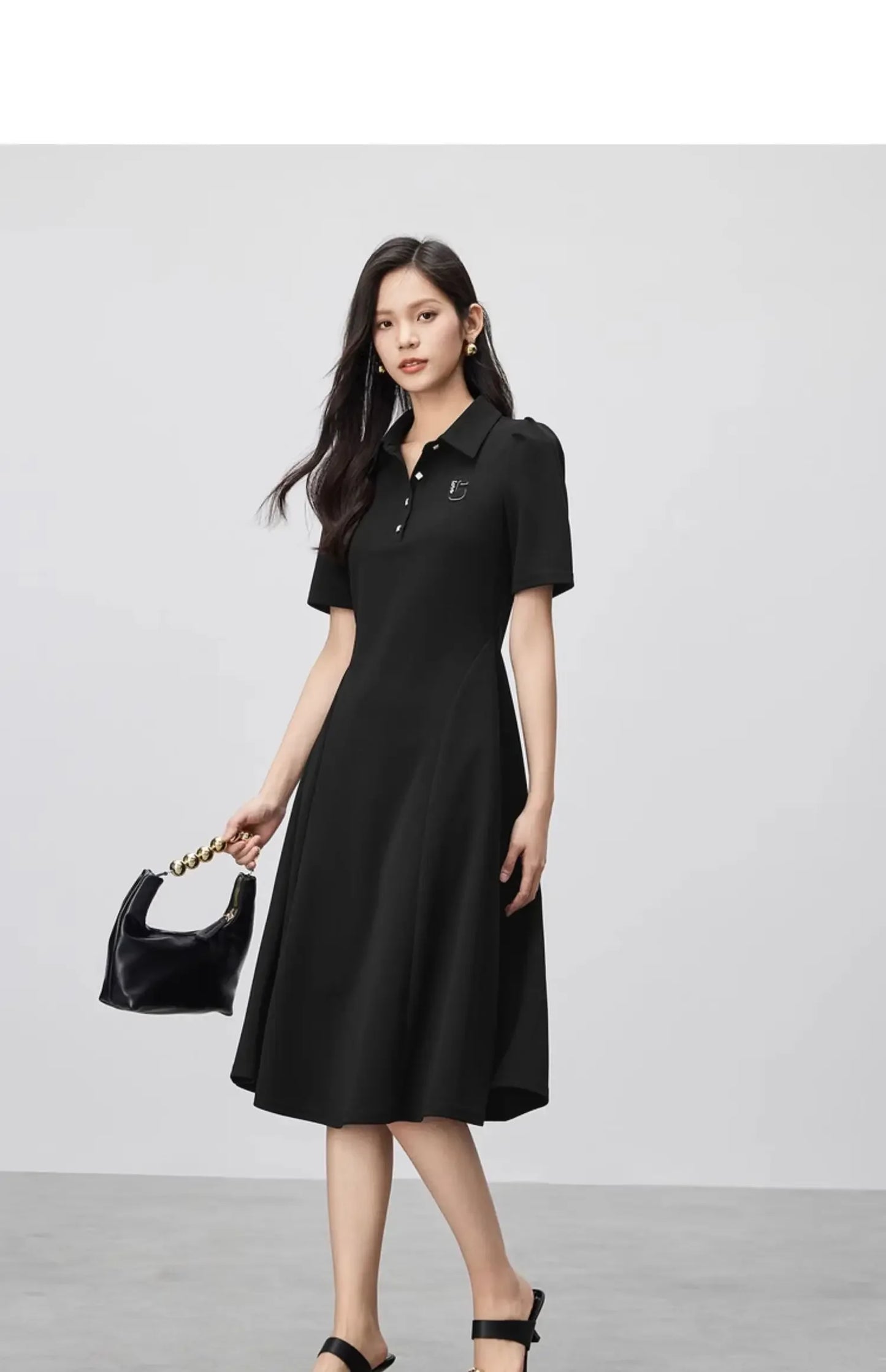 Polo Collar Casual Letter T-Shirt Dress