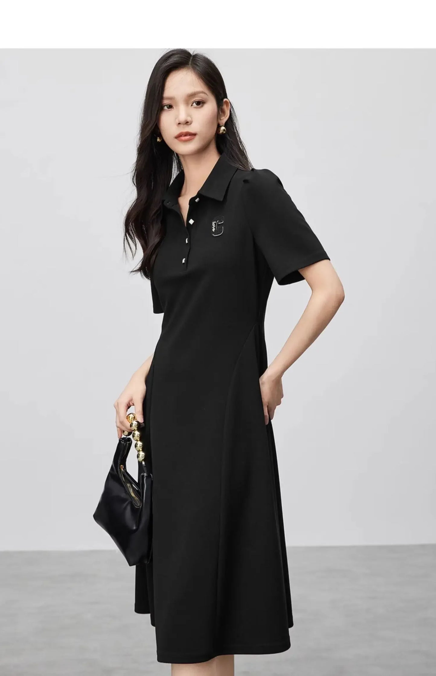Polo Collar Casual Letter T-Shirt Dress