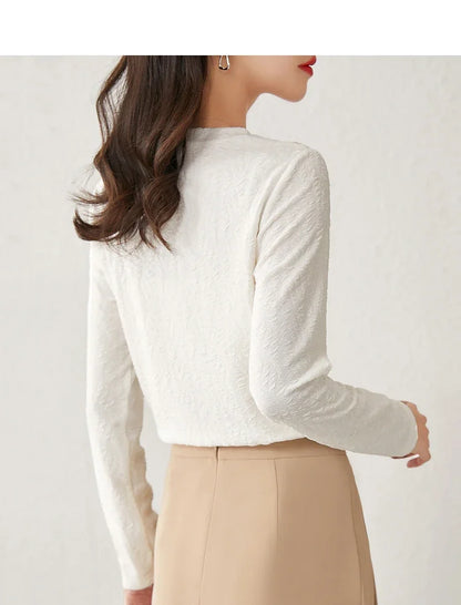 Round Neck Long Sleeve Knitted T-shirt & Pullover Top