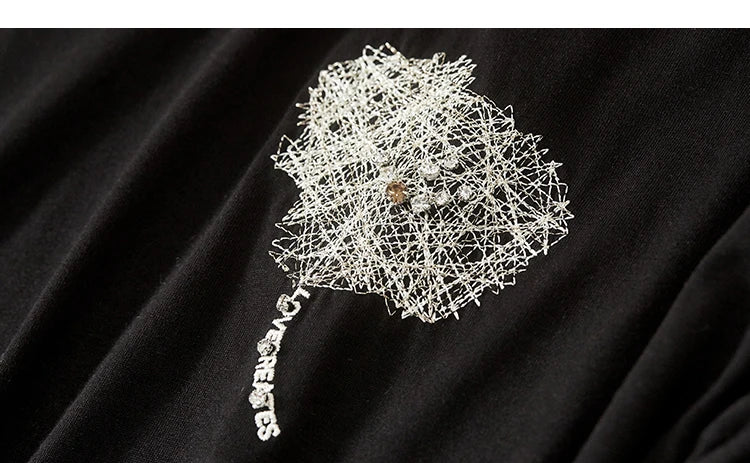 Cotton Black Short Sleeve Round Neck Tee Shirt