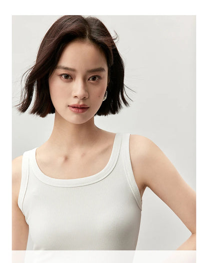 Slim Fit U Collar Knit Tank Top & Casual Tee