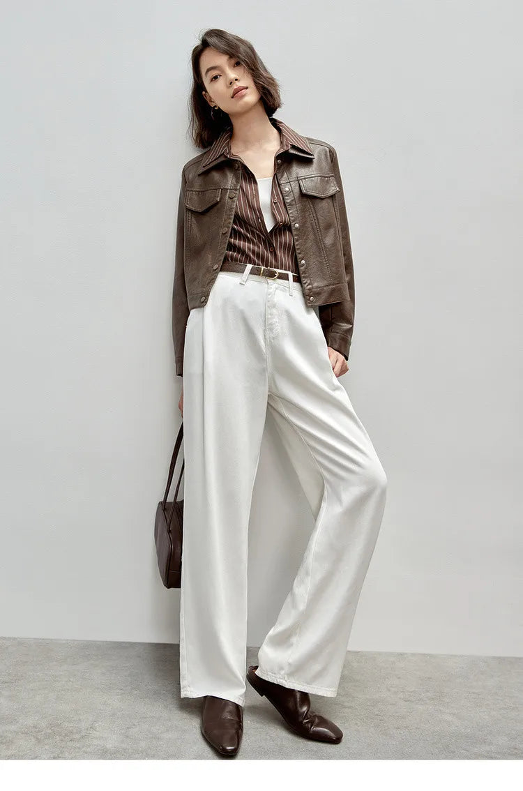 Vintage Faux Leather Cropped Jacket & Retro Outerwear