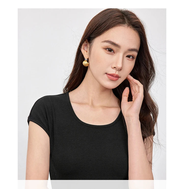 Slim Fit U Collar Short Sleeve Knit Top