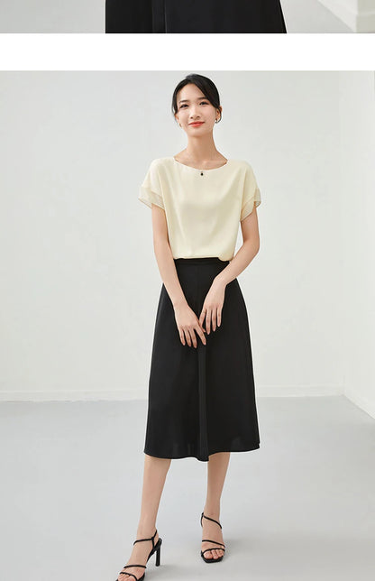 Elegant Chiffon Patchwork Short Sleeve Top