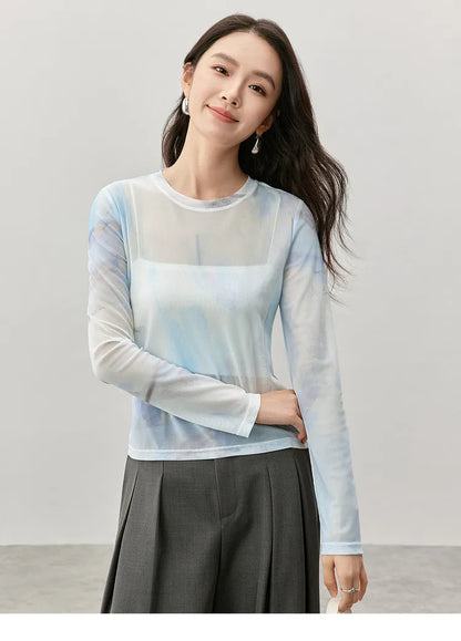 Art Print Long Sleeve Round Neck T-shirt & Top