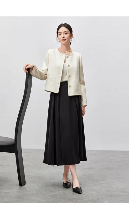 Elegant Round Neck Short Coat