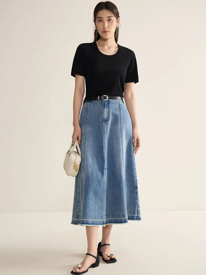 Casual Round Neck Knit T-shirt & Solid Tees