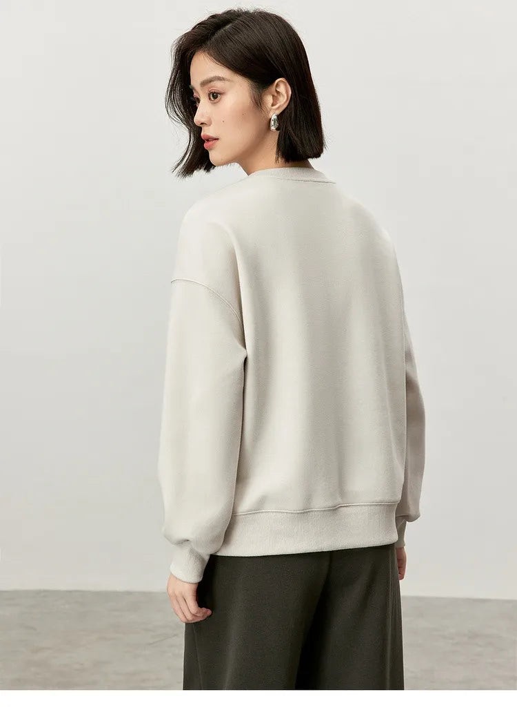 Irregular Drop Long Sleeve Cotton Knit Pullover