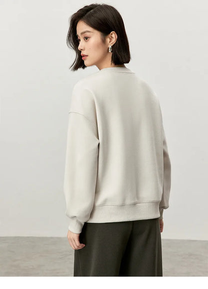 Irregular Drop Long Sleeve Cotton Knit Pullover