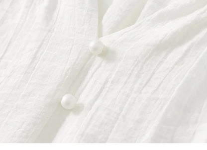 Hollow V Neck Chiffon Blouse & Embroidery Detail