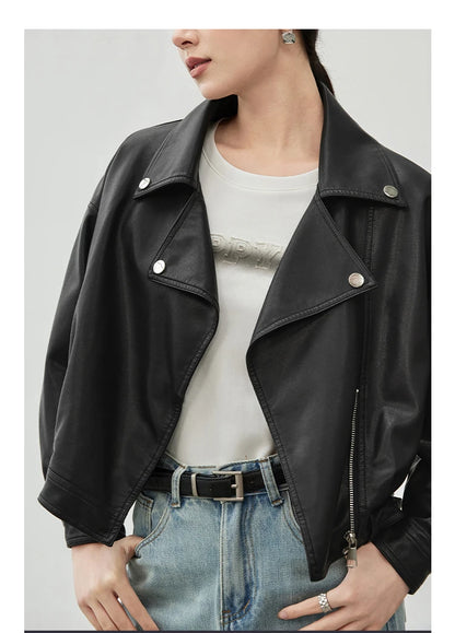 Solid Pu Faux Leather Short Jacket & Outerwear